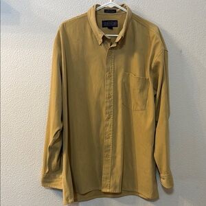 Shaverlake Button Down Tan Suede Shirt size large